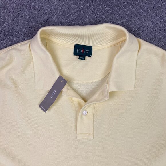J. CREW Classic Pique Polo Shirt Men's Large Yellow Oarsman Mesh Preppy BE239 - Picture 2 of 12
